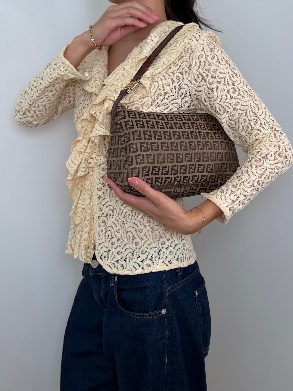 Fendi Zucca Shoulder Pouch Bag