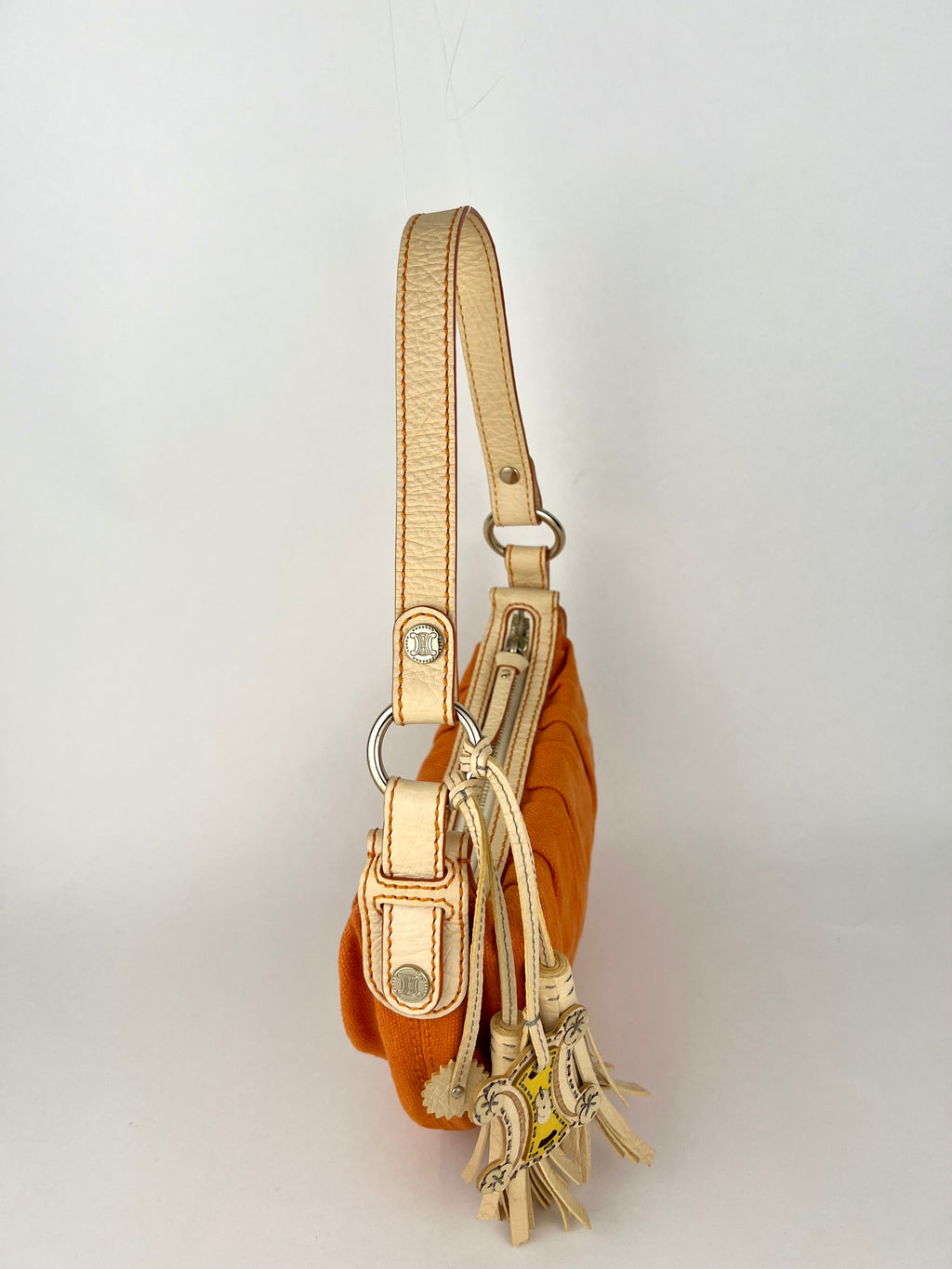Celine Orange Logo Charm Shoulder Bag