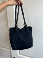 Fendi Nylon Black Leather Bucket Bag