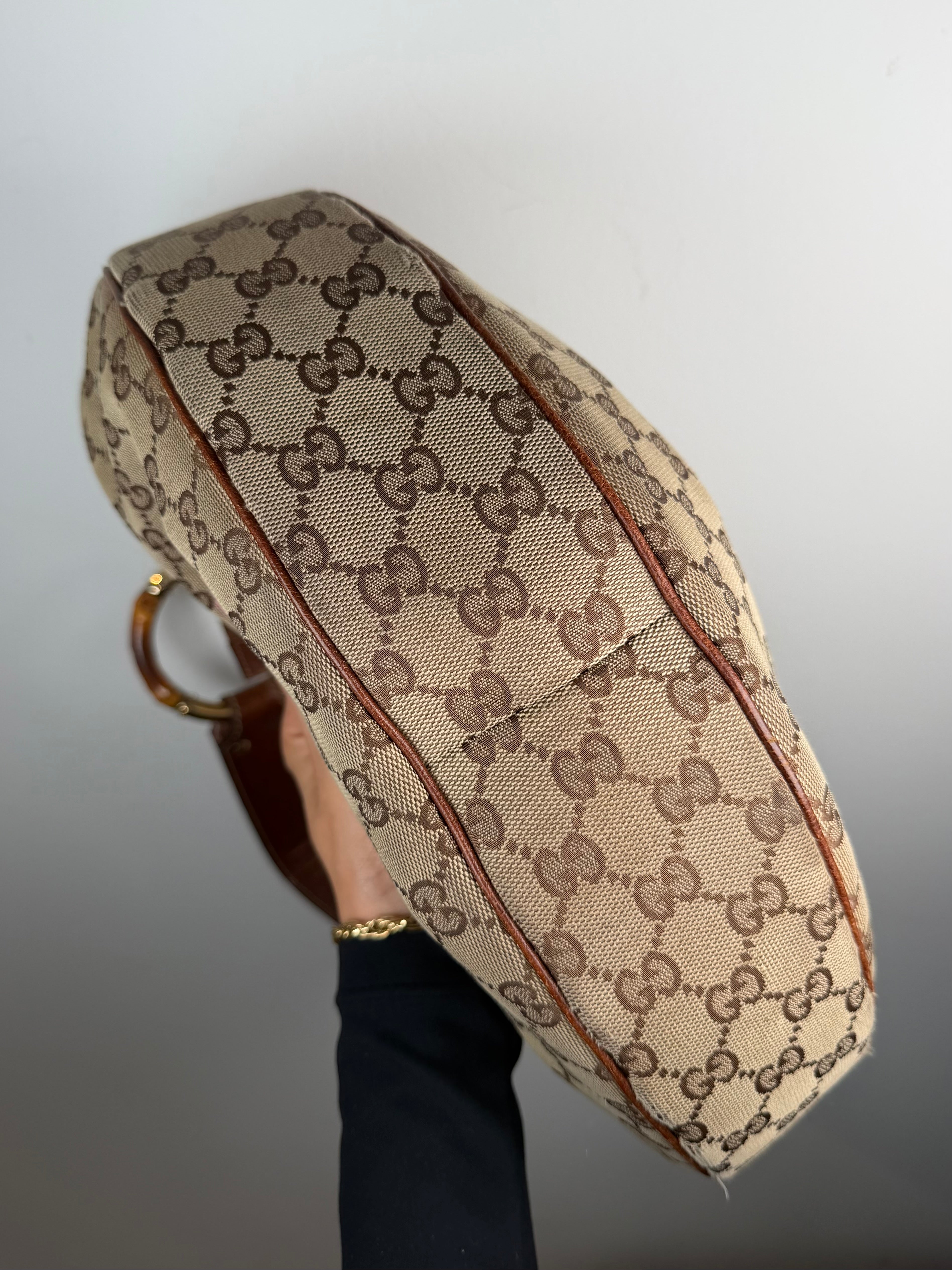 Gucci Croissant Monogram Bamboo Hardware Bag