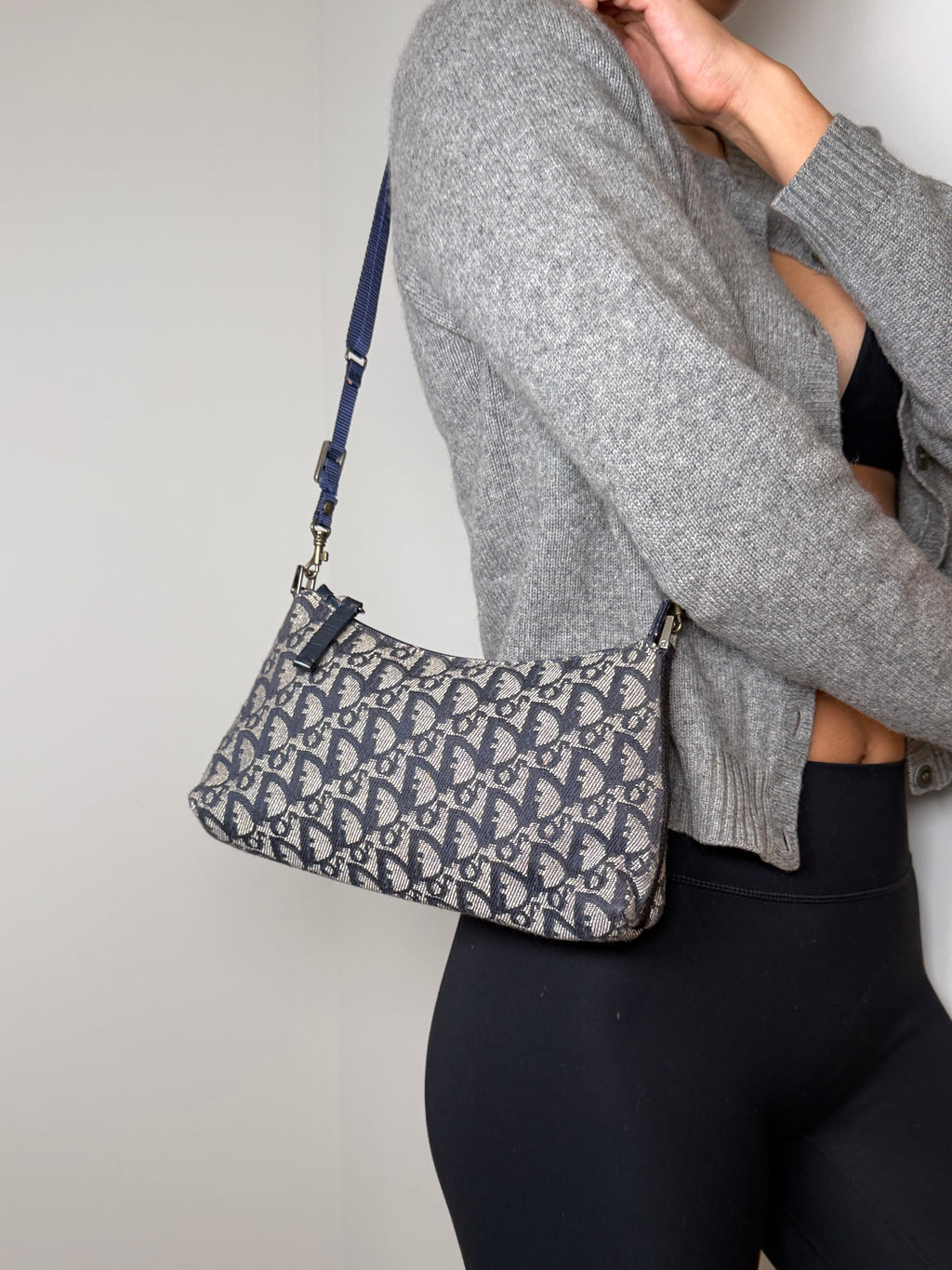 Christian Dior Navy Trotter Shoulder Bag