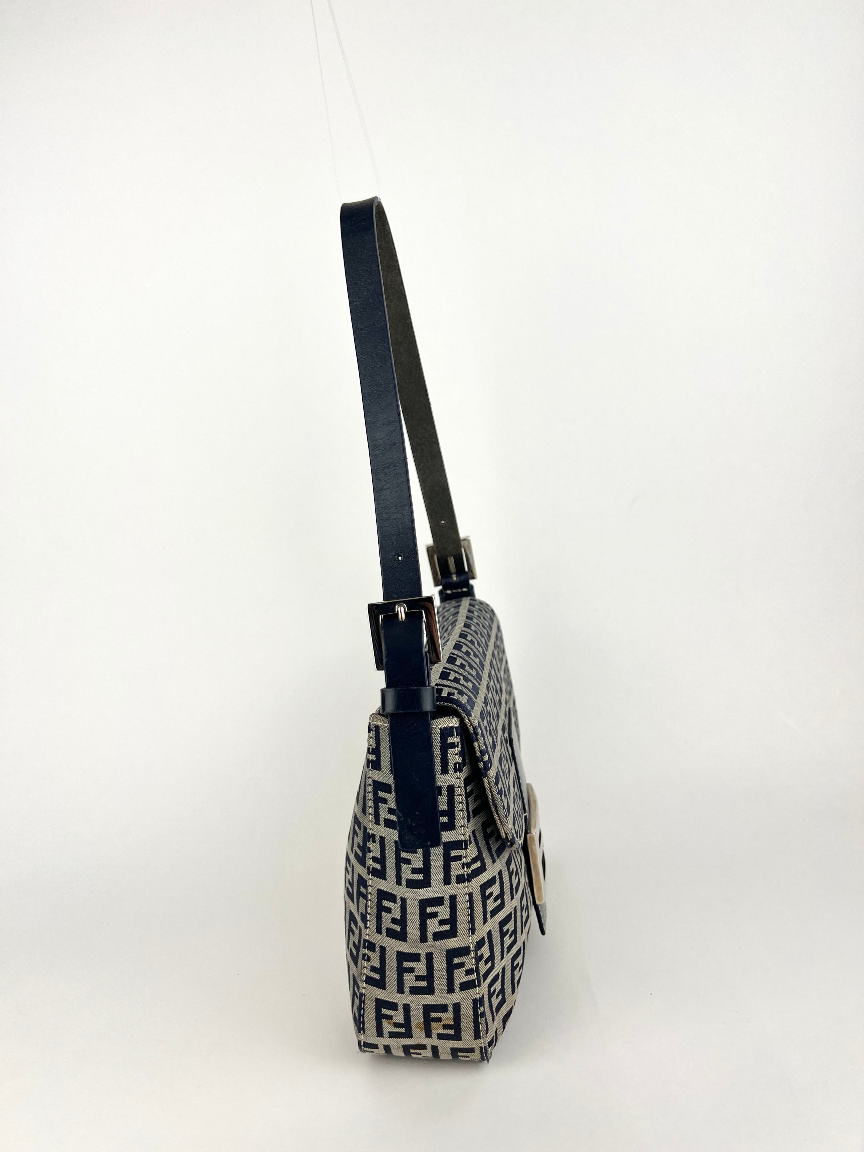 Fendi Zucchino Navy Mamma Shoulder Bag