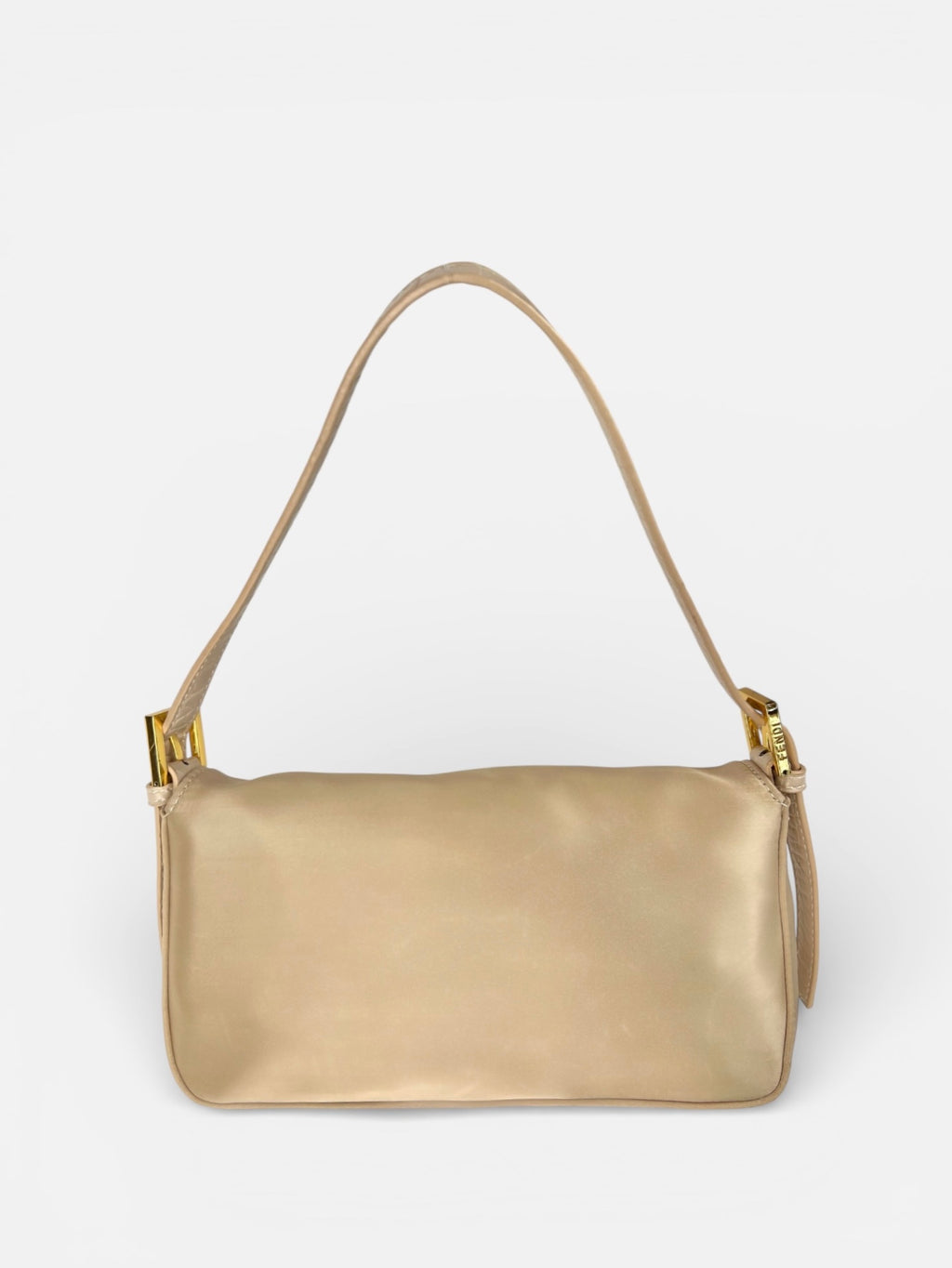 Fendi Champagne Satin Baguette with Crystals and Crocodile Trim