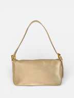 Fendi Champagne Satin Baguette with Crystals and Crocodile Trim
