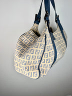 Fendi Zucchino Shoulder Bag in Ivory