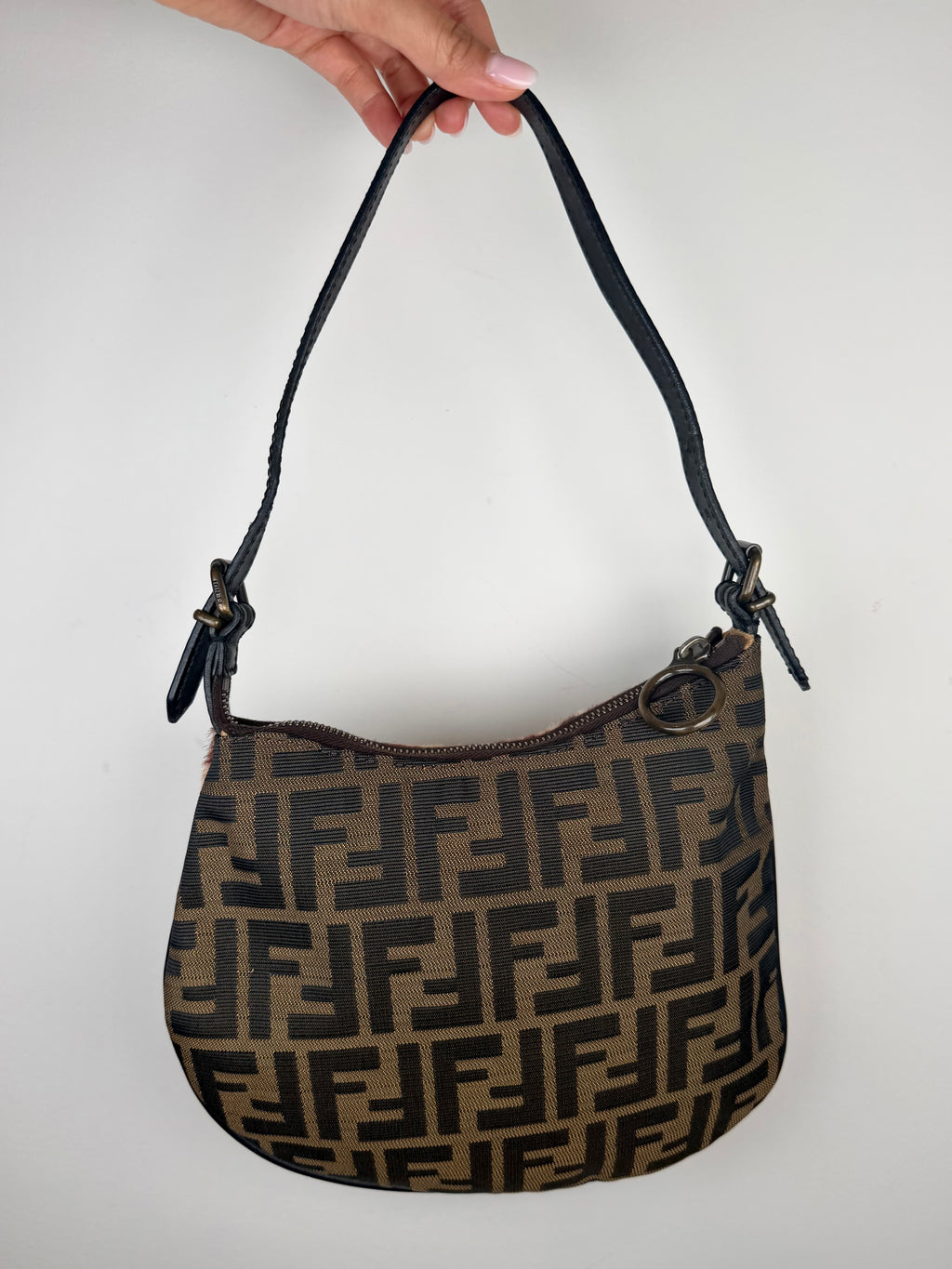 Fendi Pony Hair Leopard Zucca Oyster Bag