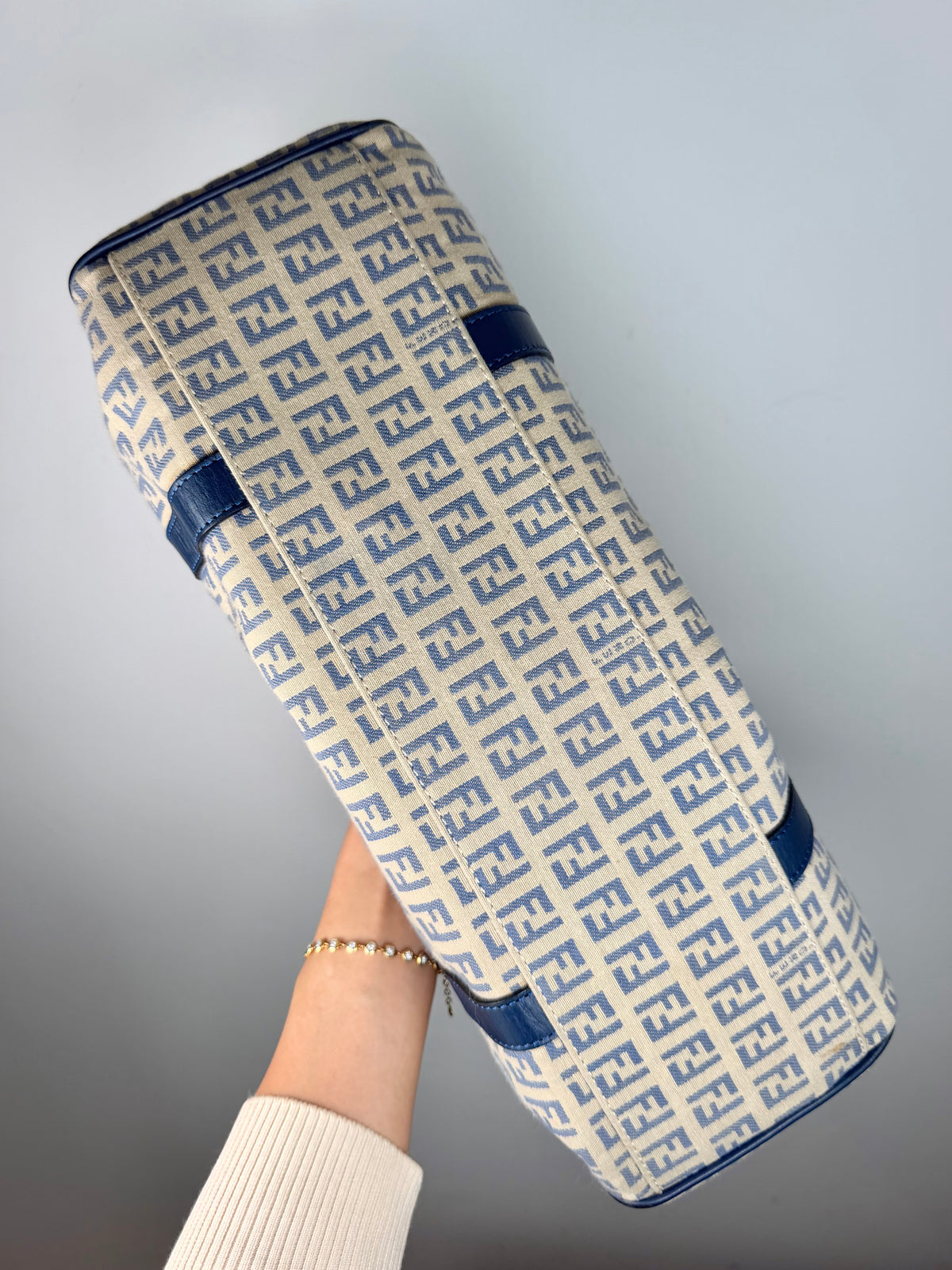 Fendi Zucchino Shoulder Bag in Ivory