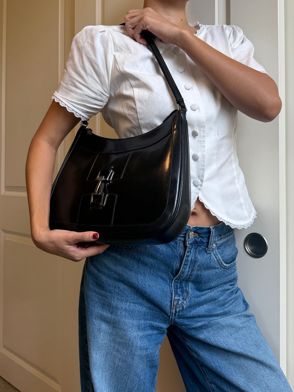 Gucci Patent Leather Jackie Shoulder Bag