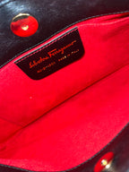 Salvatore Ferragamo Suede Shoulder Bag with Logo Chain