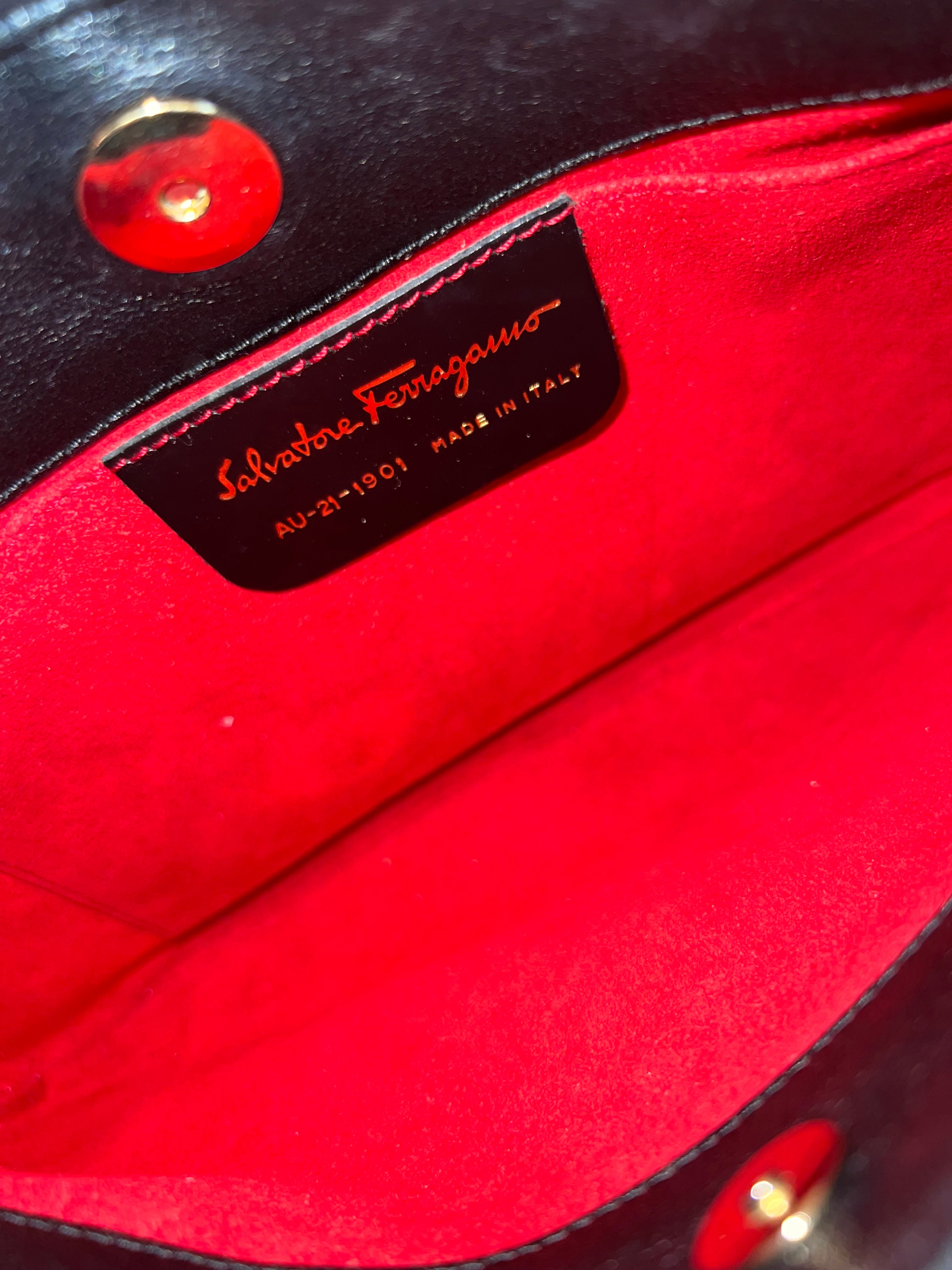 Salvatore Ferragamo Suede Shoulder Bag with Logo Chain