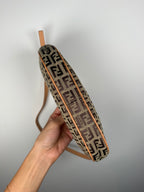 Fendi Zucchino Pochette in Brown and Coral