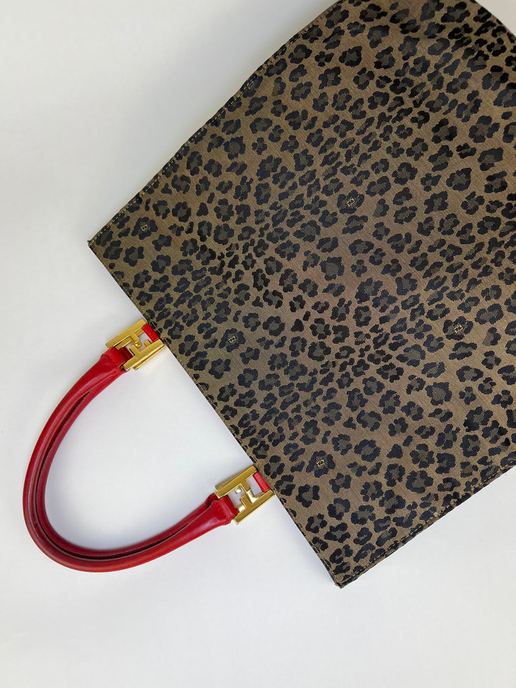 Fendi Vintage FF Leopard Print Tote