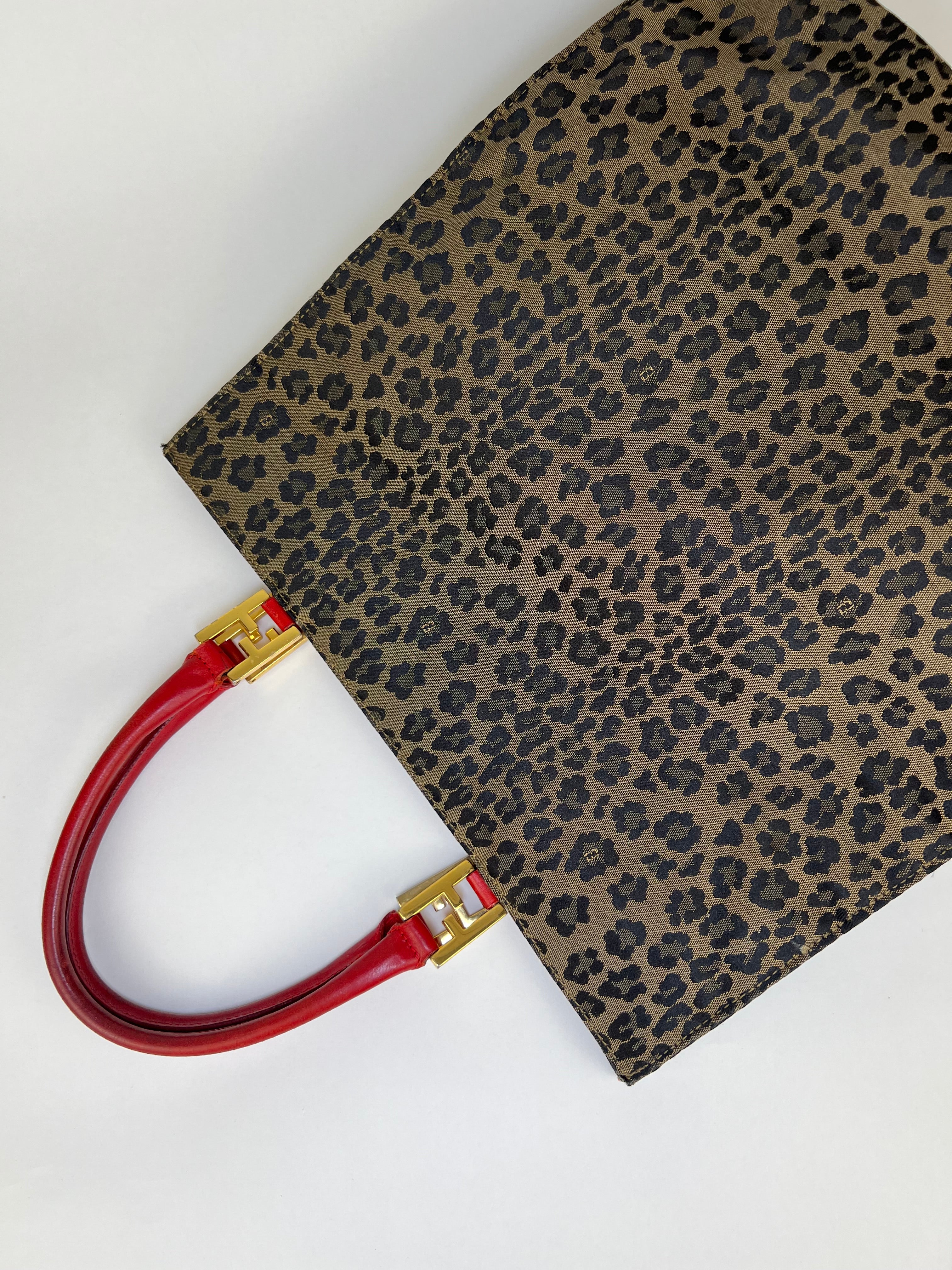 Fendi Vintage FF Leopard Print Tote