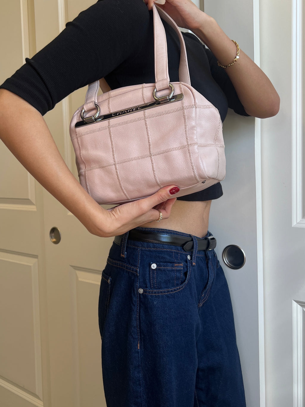Chanel Caviar Dusty Pink Leather Shoulder Bag