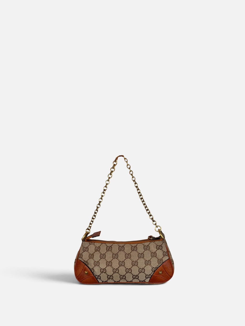 Gucci Monogram Nailhead Brown Trim Chain Bag