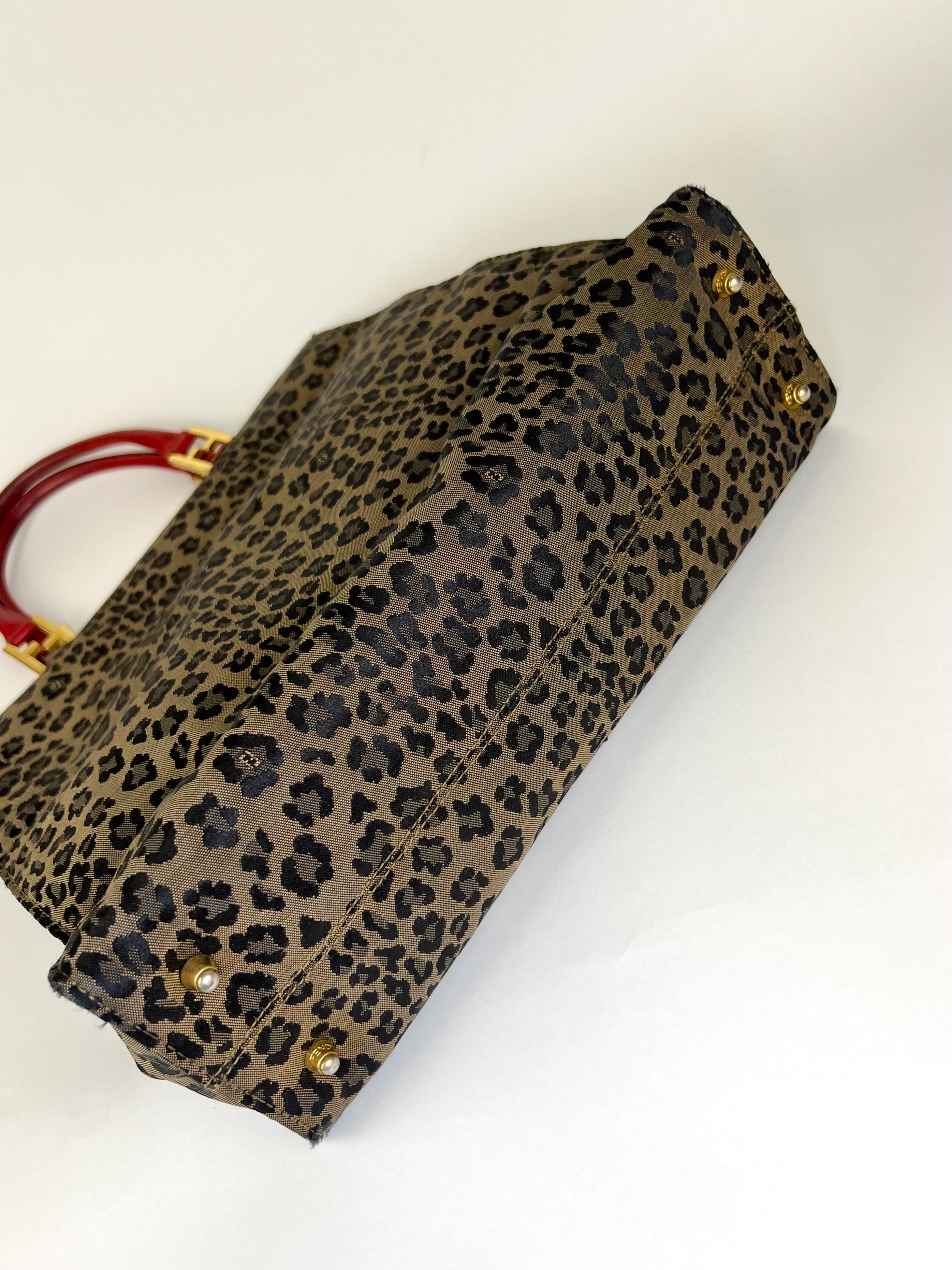 Fendi Vintage FF Leopard Print Tote