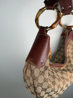 Gucci Croissant Monogram Bamboo Hardware Bag