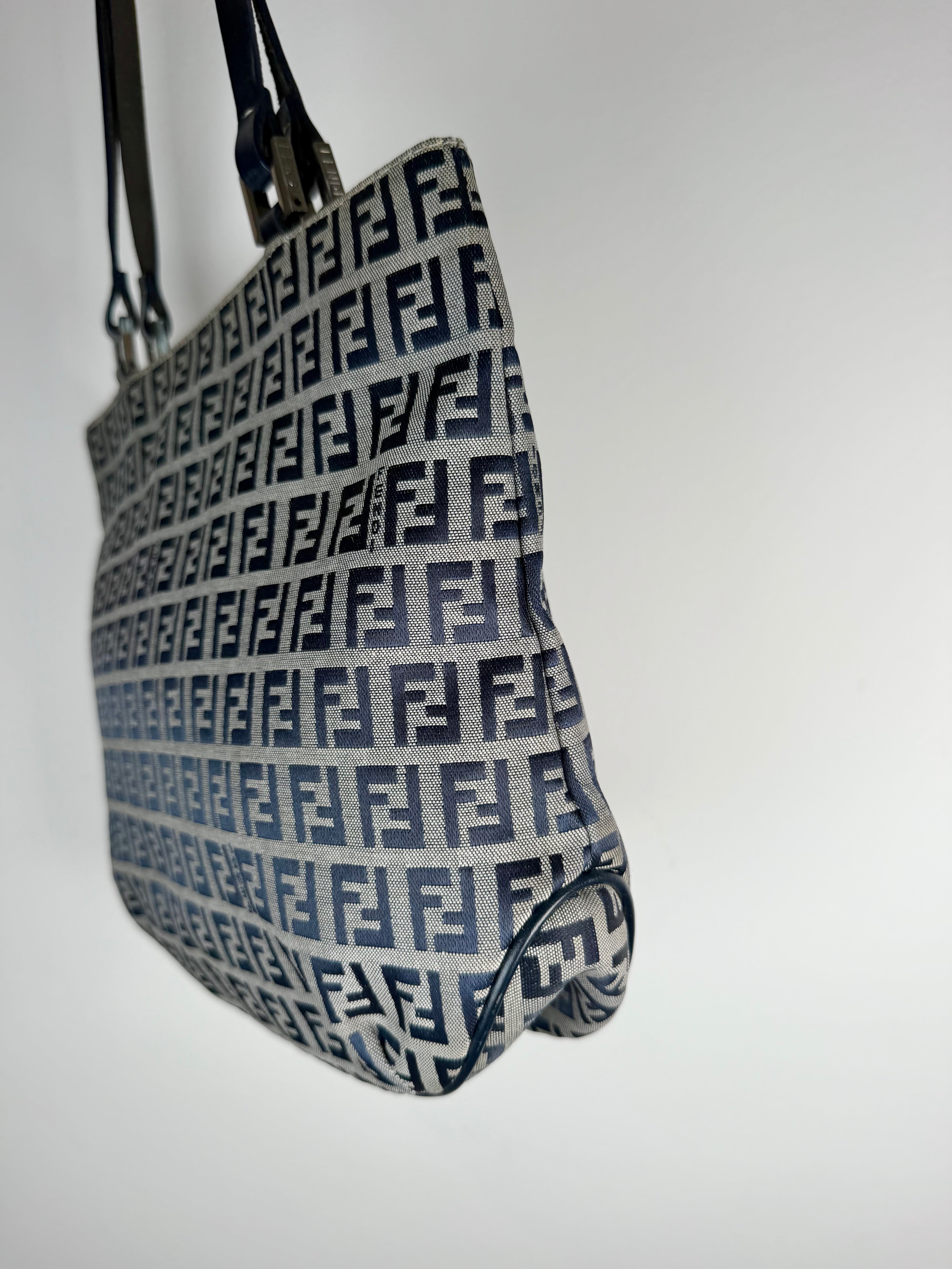 Fendi Zucca Navy Mini Tote Bag