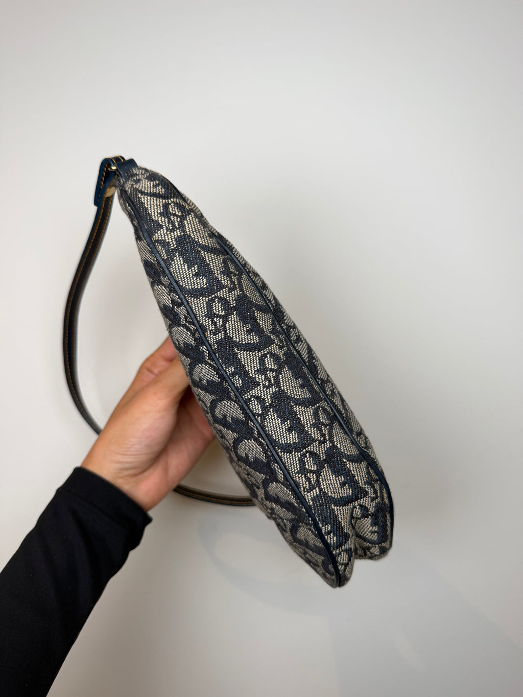 Christian Dior Trotter Monogram Navy Saddle Pochette Bag