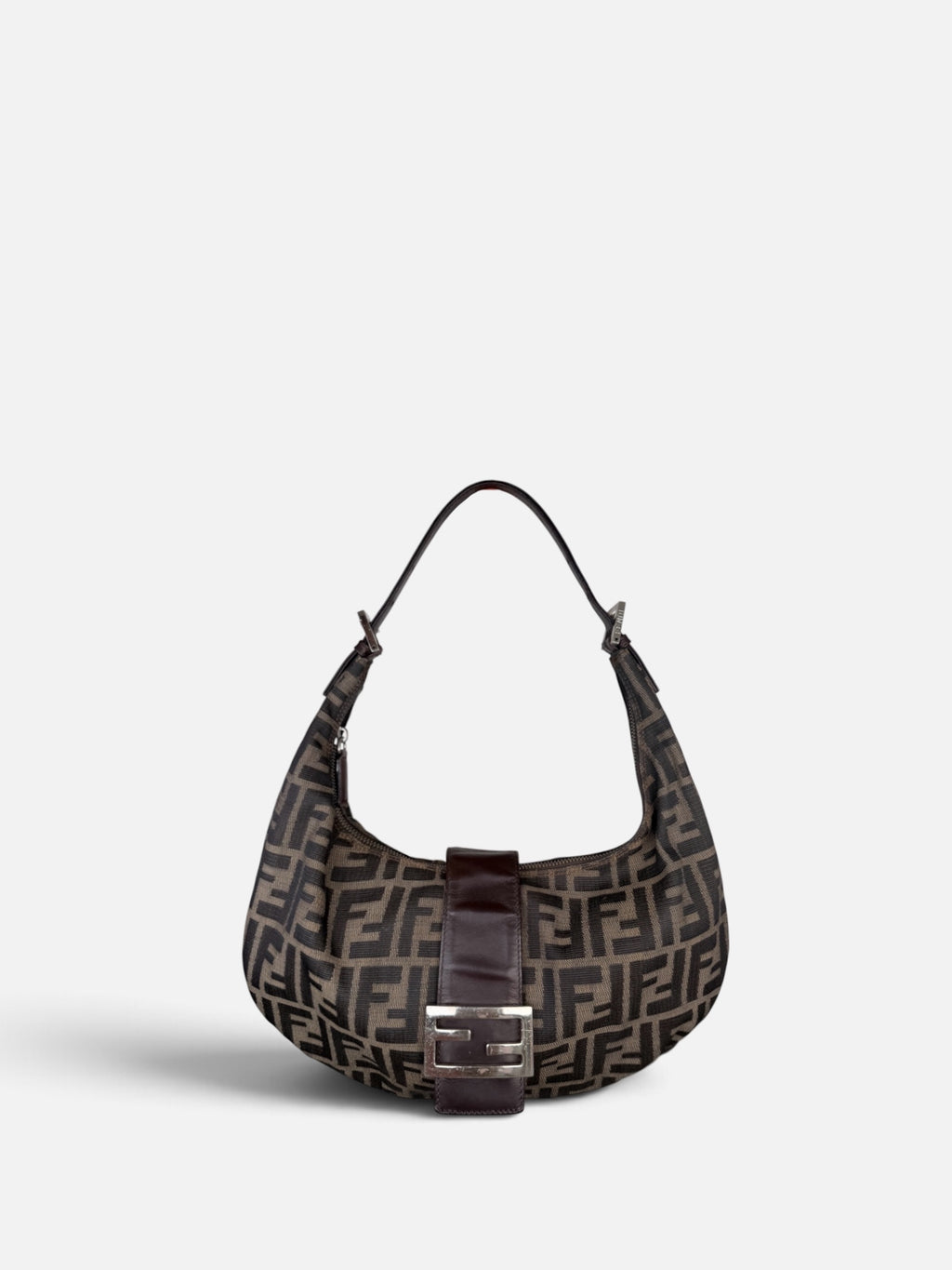 Fendi Zucca Croissant Baguette Shoulder Bag