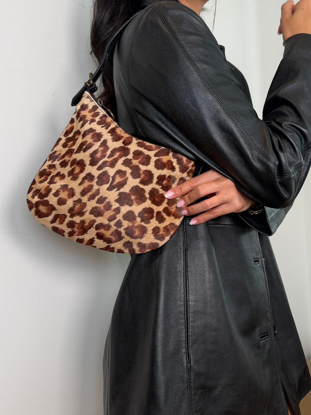 Fendi Pony Hair Leopard Zucca Oyster Bag
