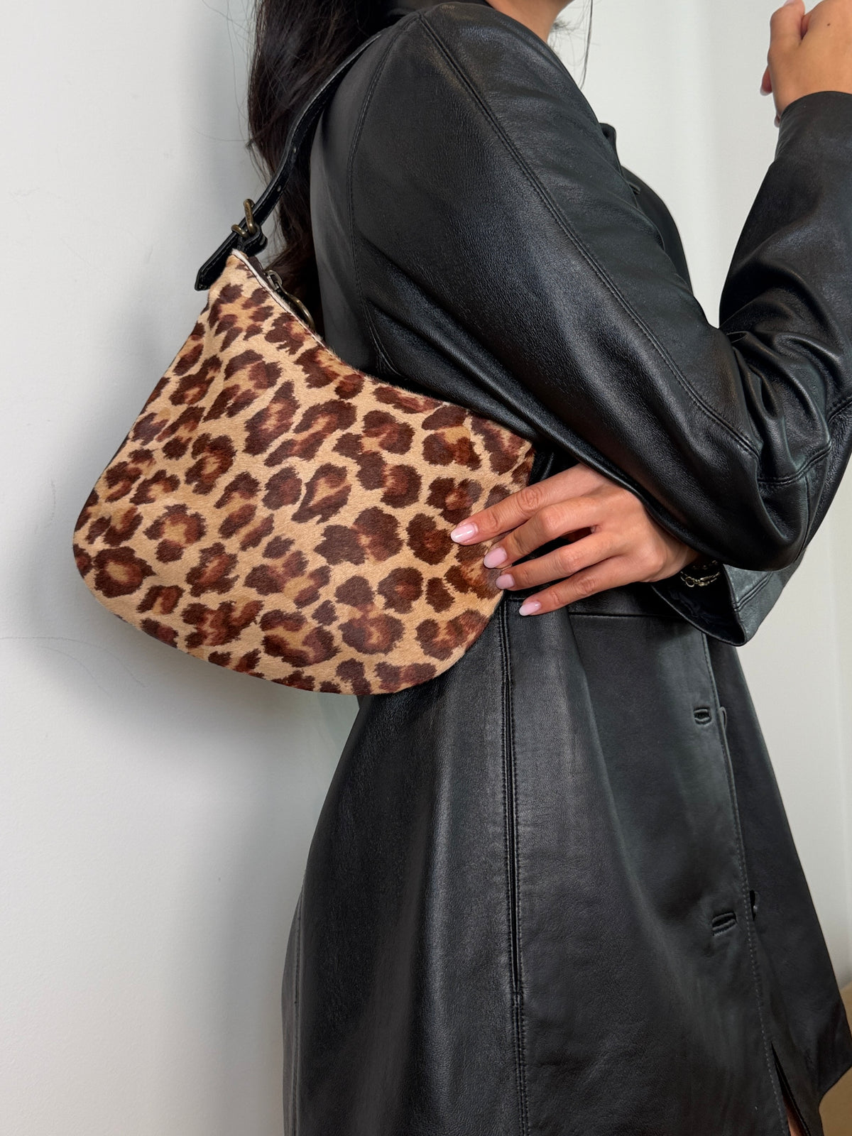 Fendi Pony Hair Leopard Zucca Oyster Bag