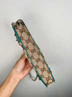 Gucci Monogram Nailhead Teal Trim Chain Bag