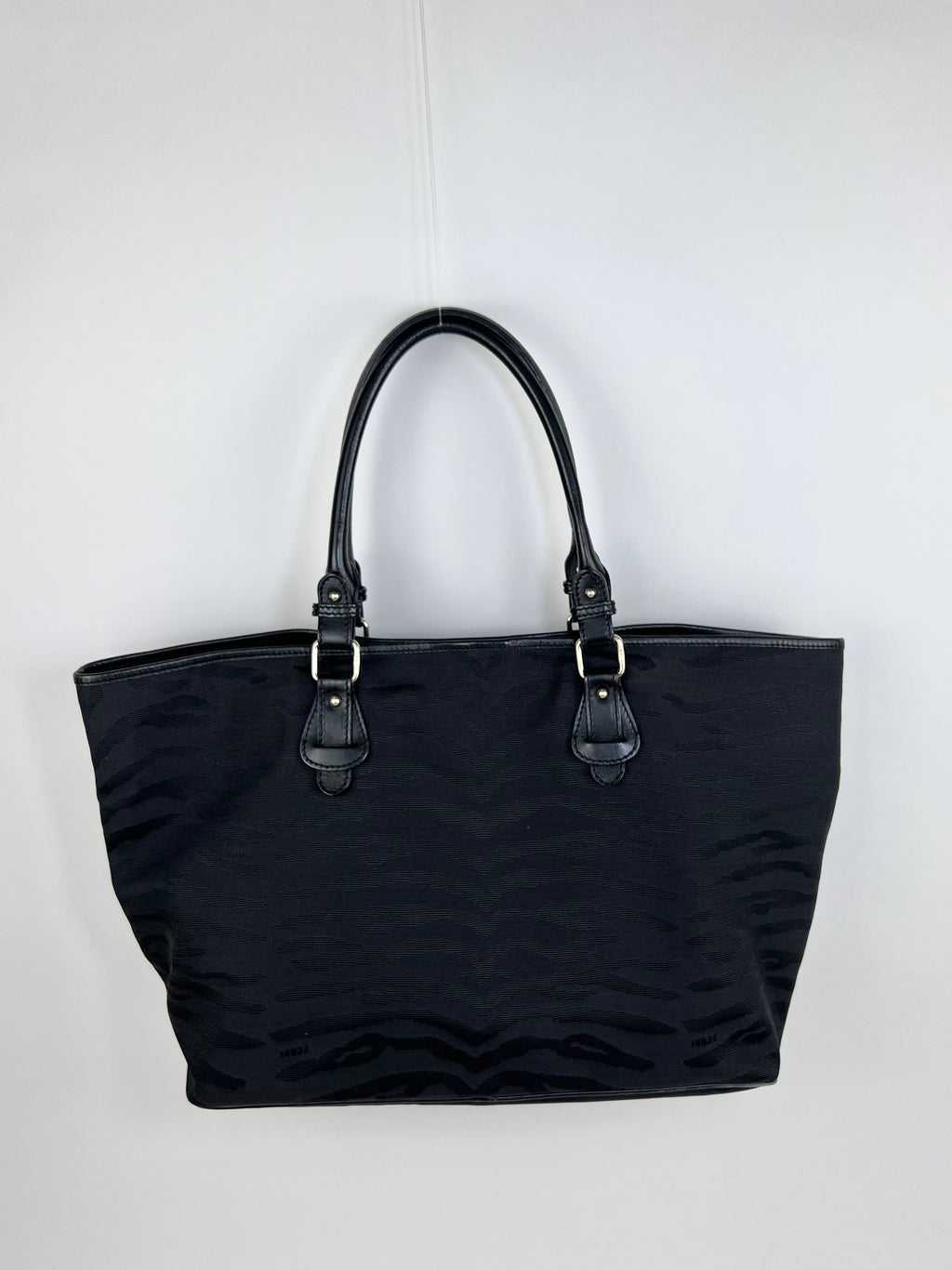 Fendi Tiger Print Black Charm Tote