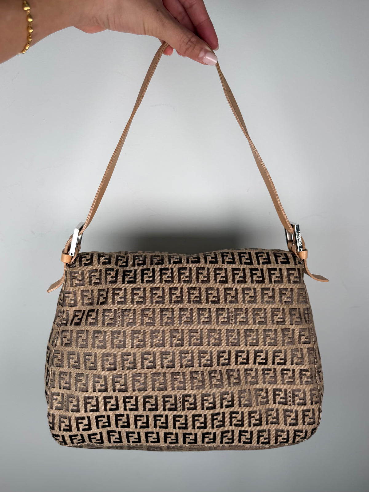 Fendi Zucca Mamma Shoulder Baguette Bag