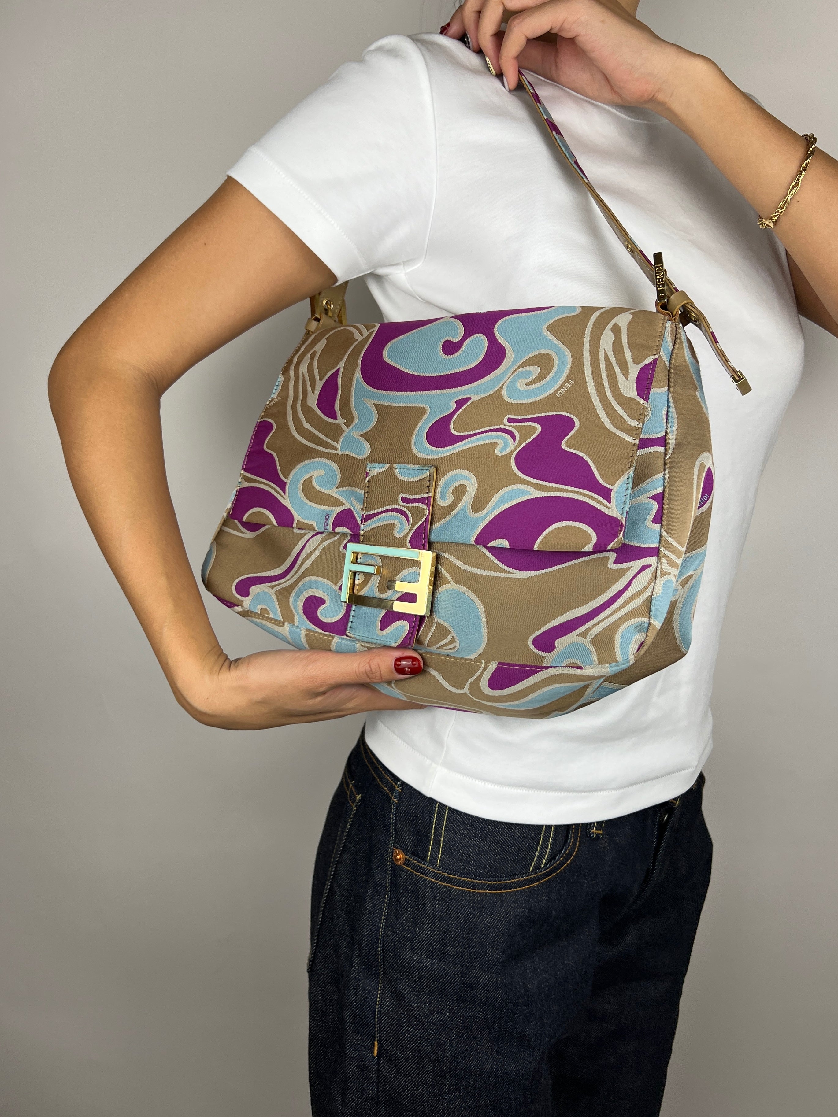 Fendi Swirl Print Mamma Baguette Shoulder Bag