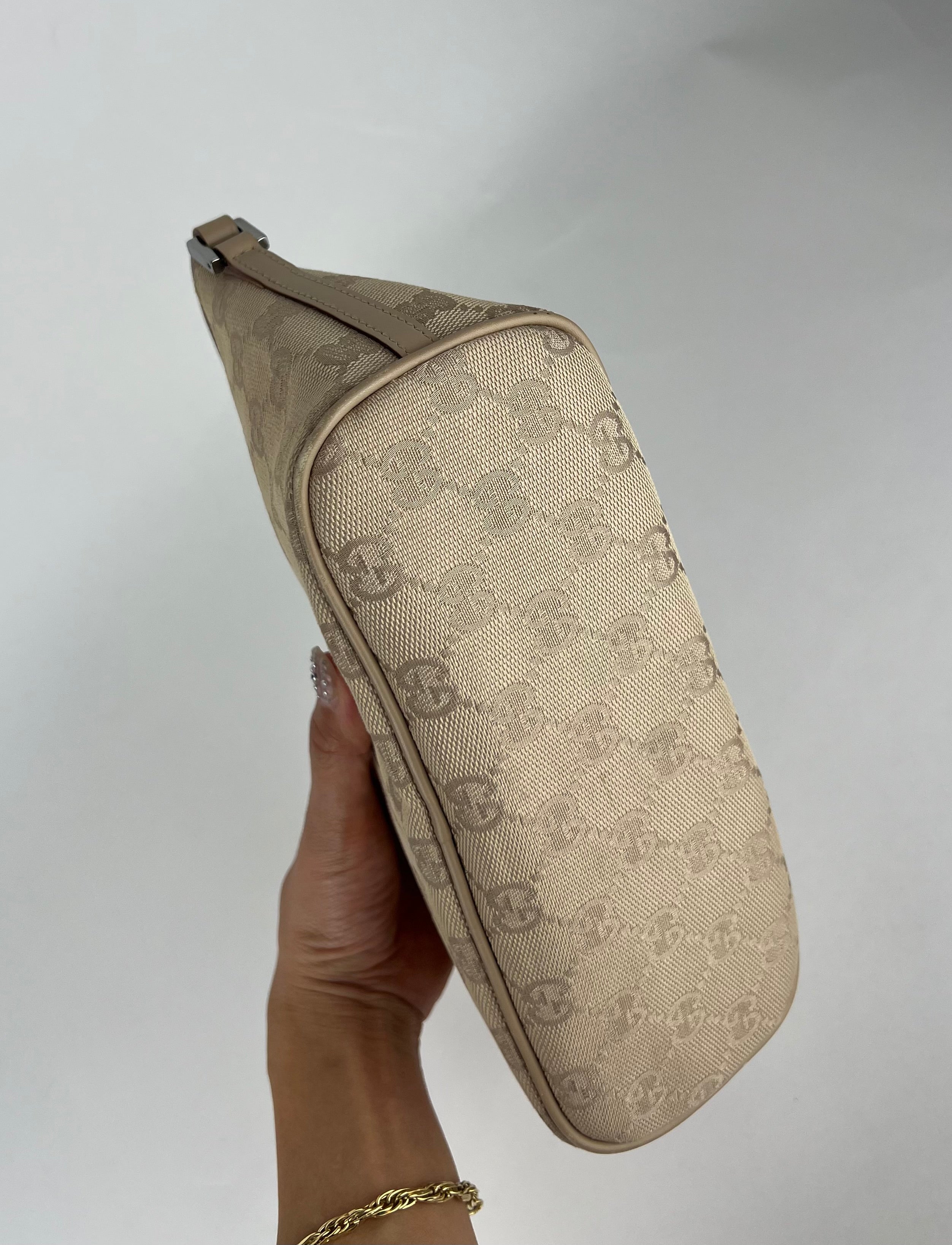 Gucci Tan GG Boat Pochette Bag