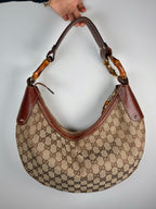 Gucci Croissant Monogram Bamboo Hardware Bag
