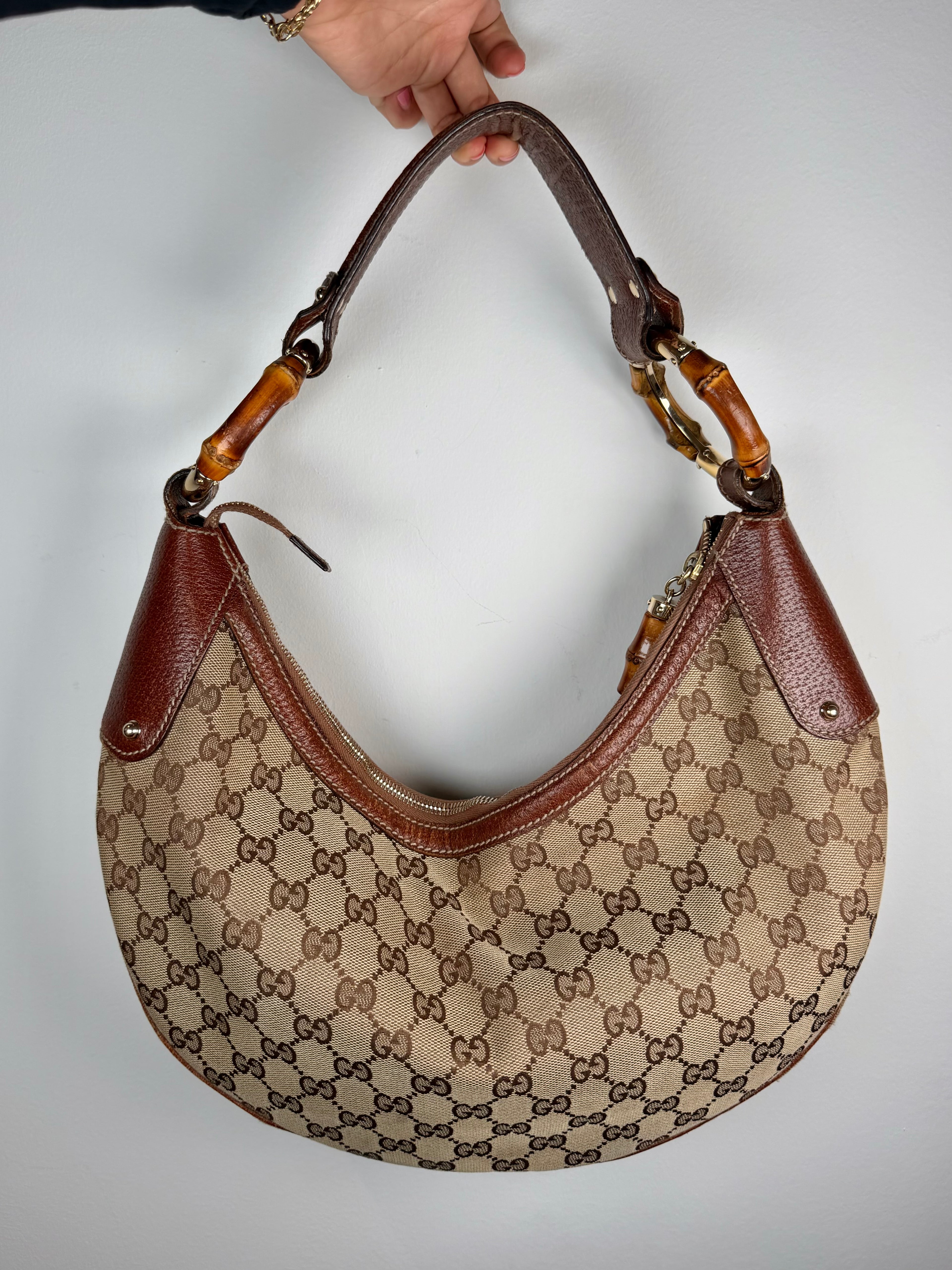 Gucci Croissant Monogram Bamboo Hardware Bag