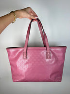 Gucci Monogram Imprime Joy Pink Tote Bag
