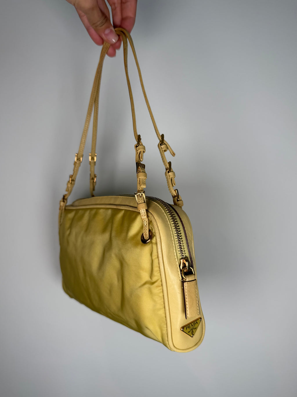 Prada Nylon Yellow Shoulder Bag