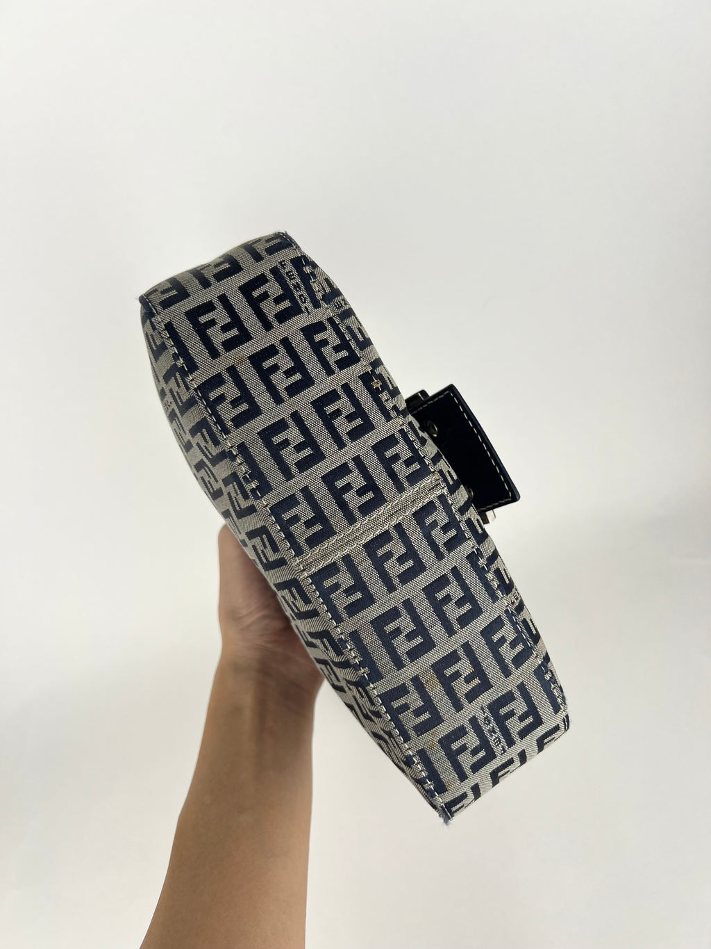 Fendi Zucchino Navy Mamma Shoulder Bag
