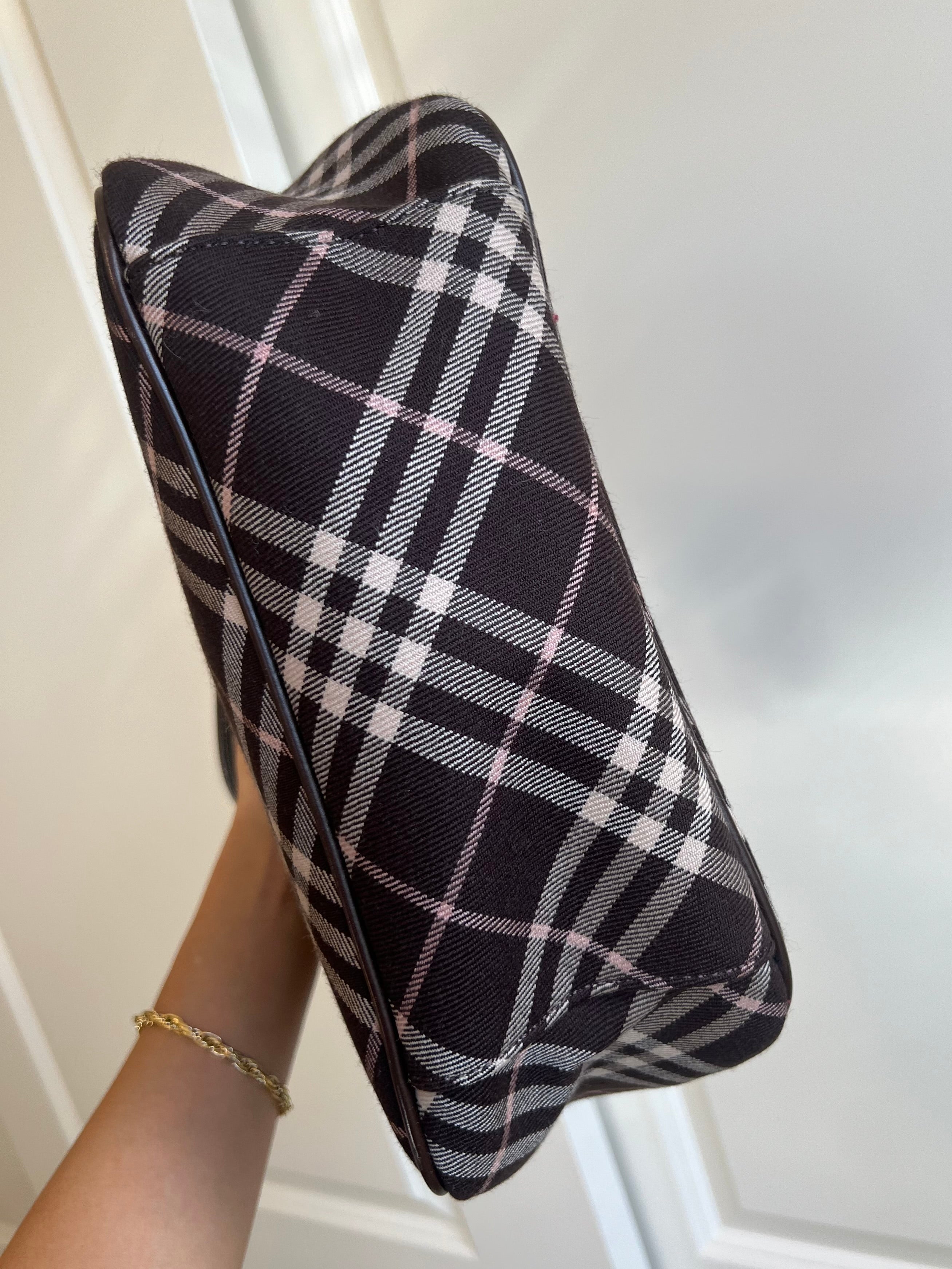 Burberry Brown Wool Check Tote