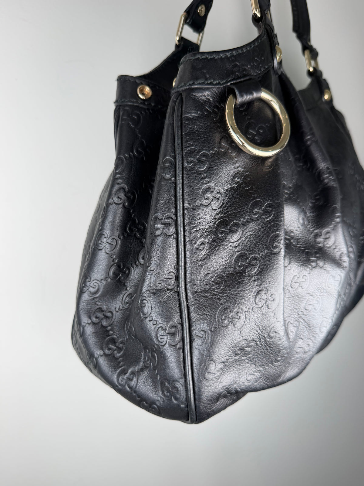 Gucci Sukey Monogram Black Hobo Bag