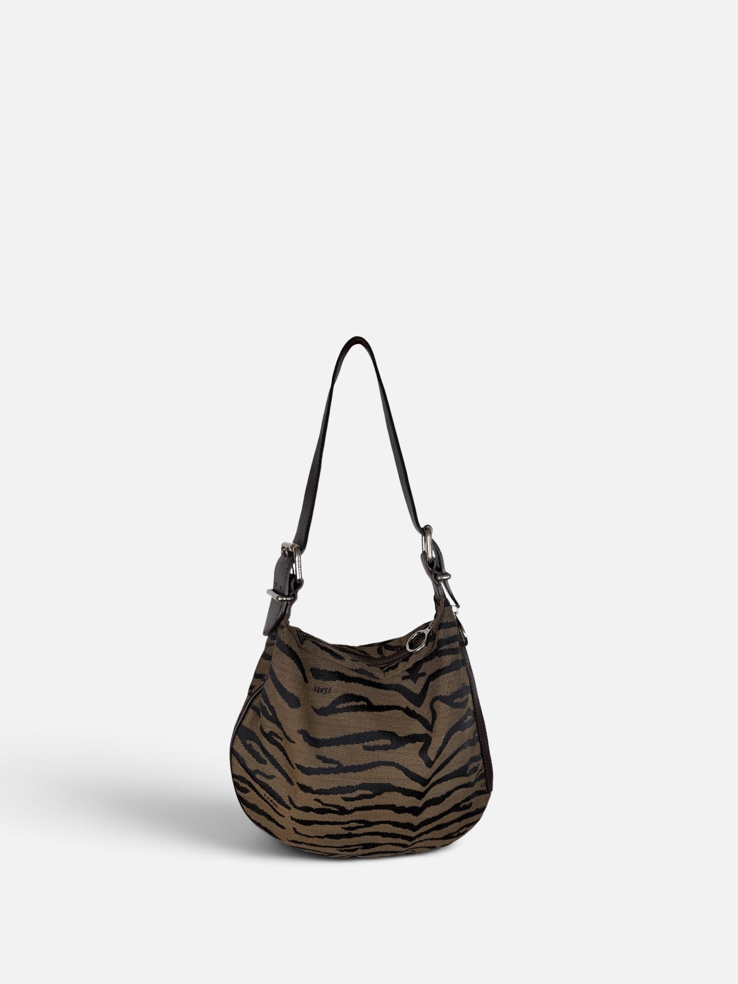 Fendi Oyster Zebra Print Canvas Bag