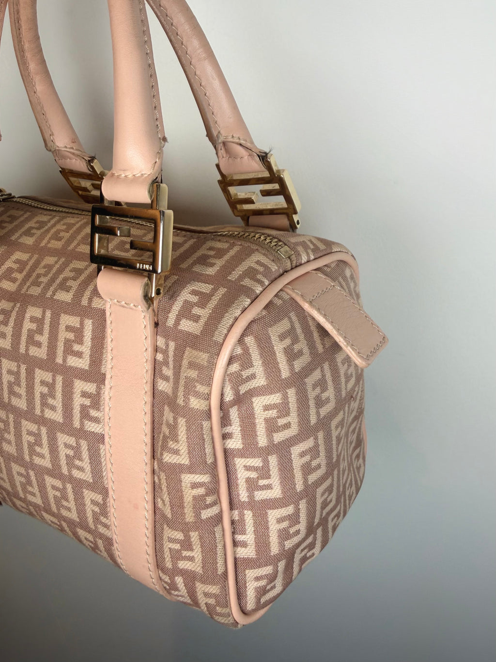 Fendi Zucca Mini Logo Boston Bag