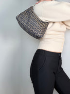 Fendi Zucchino Shoulder Pochette in Navy