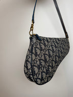 Christian Dior Trotter Monogram Navy Saddle Pochette Bag