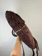 Gucci Babouska Fringe Suede Studded Indy Hobo Bag