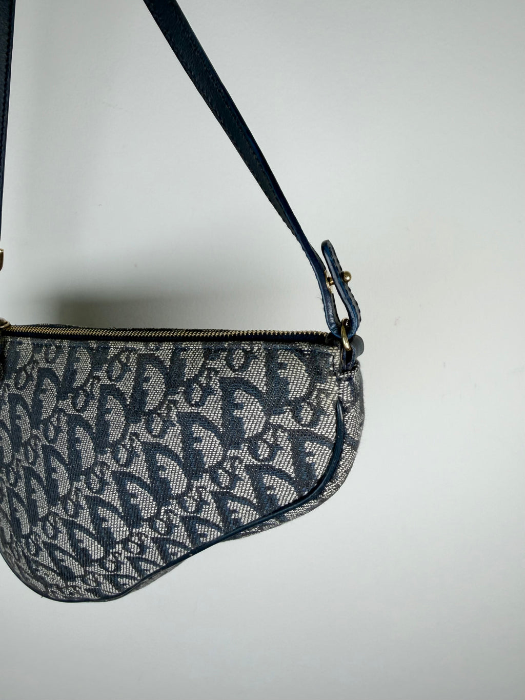 Christian Dior Trotter Monogram Navy Saddle Pochette Bag