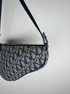Christian Dior Trotter Monogram Navy Saddle Pochette Bag