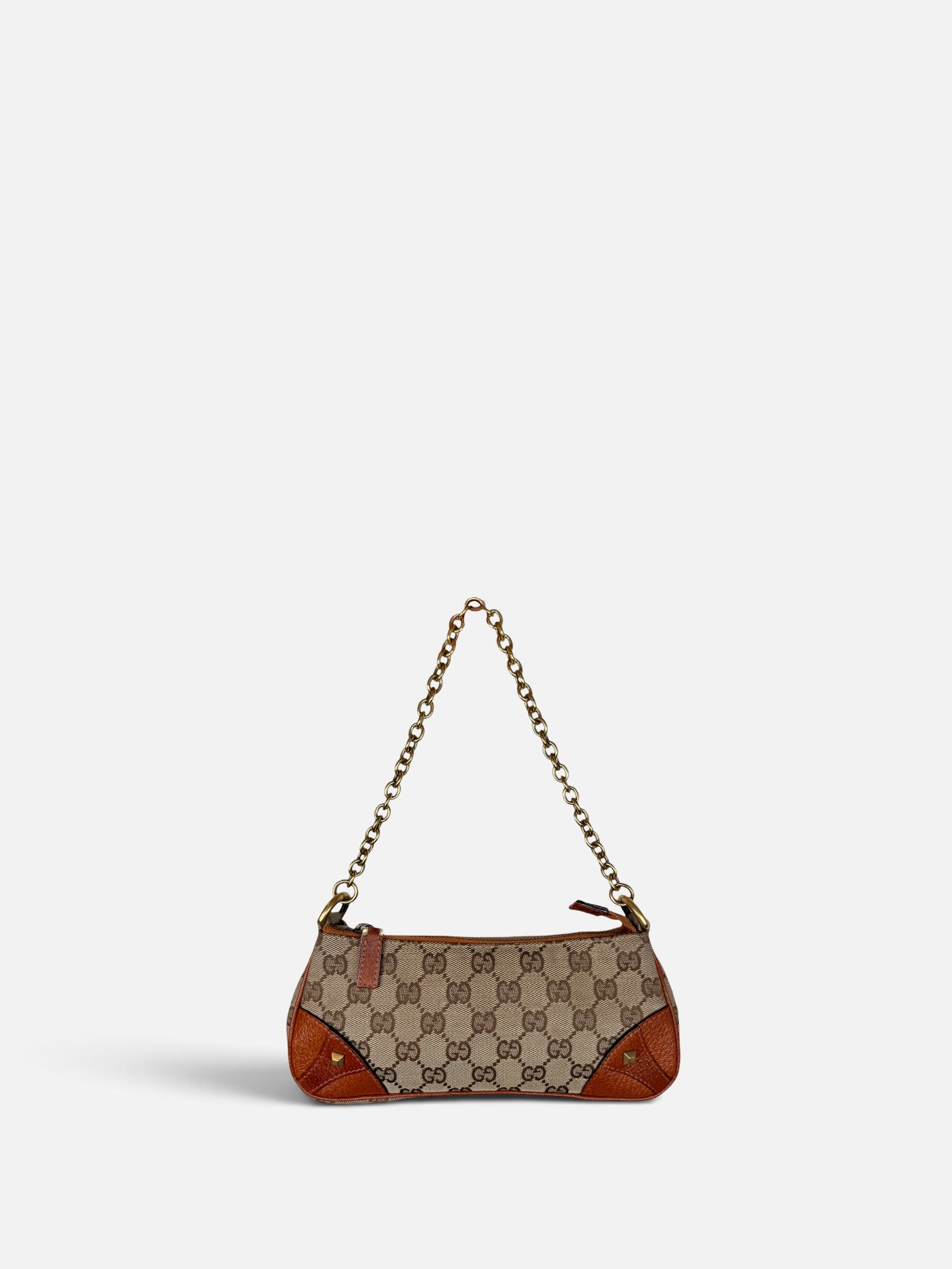 Gucci Monogram Nailhead Brown Trim Chain Bag
