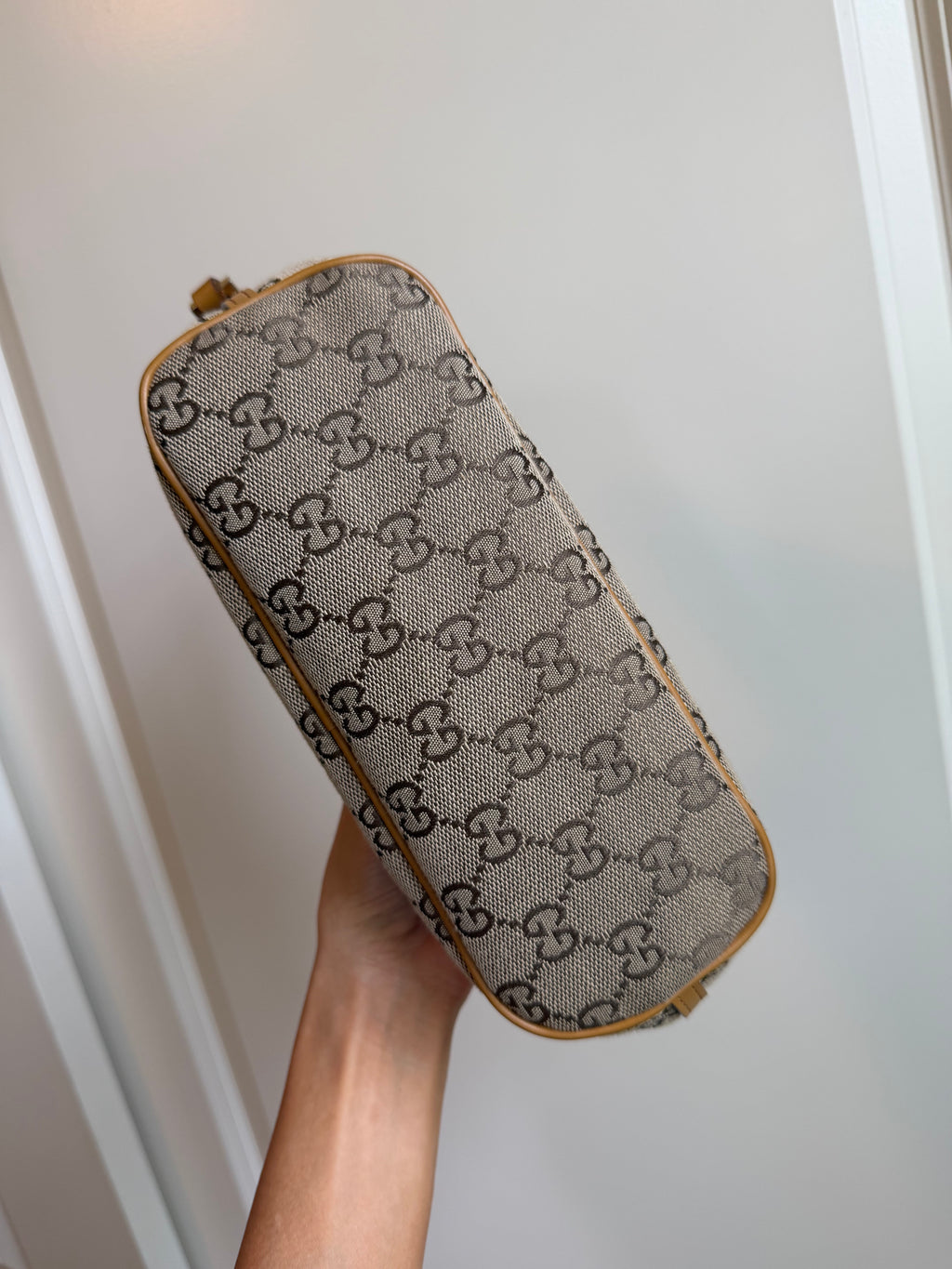 Gucci Tan Monogram Boat Pochette Bag