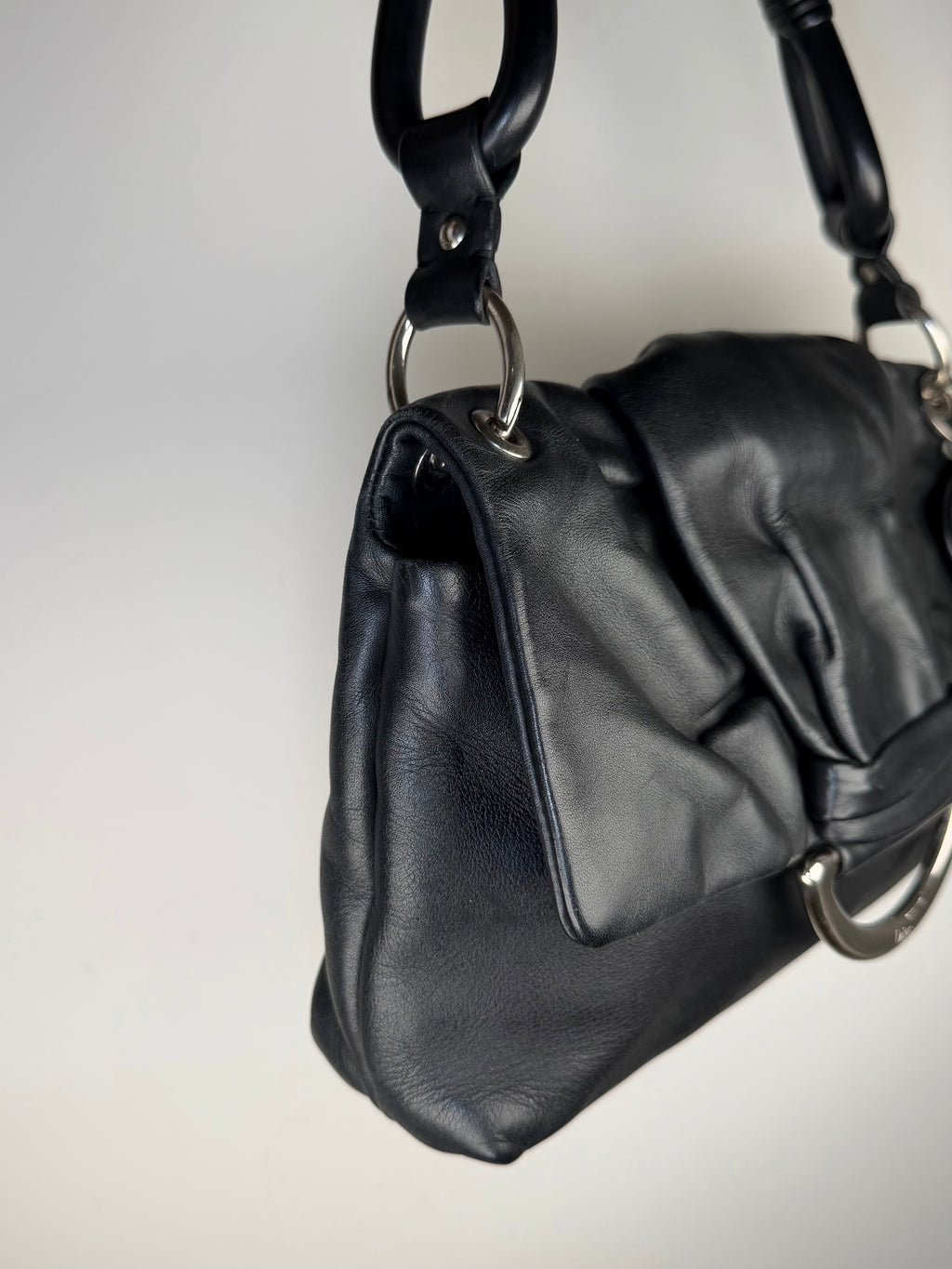 Christian Dior Demi Lune Lambskin Charm Shoulder Bag