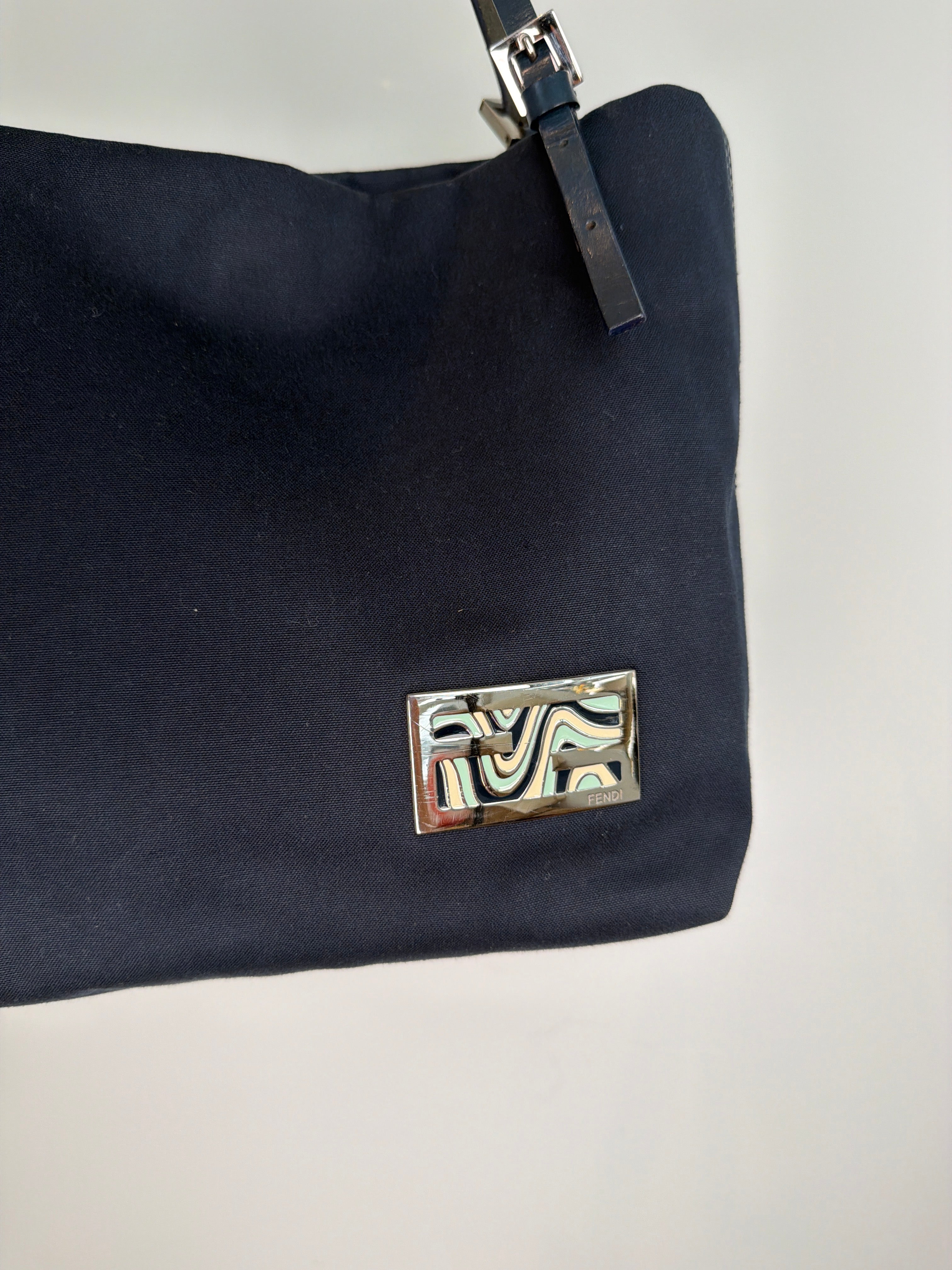 Fendi Swirl Logo Navy Tote