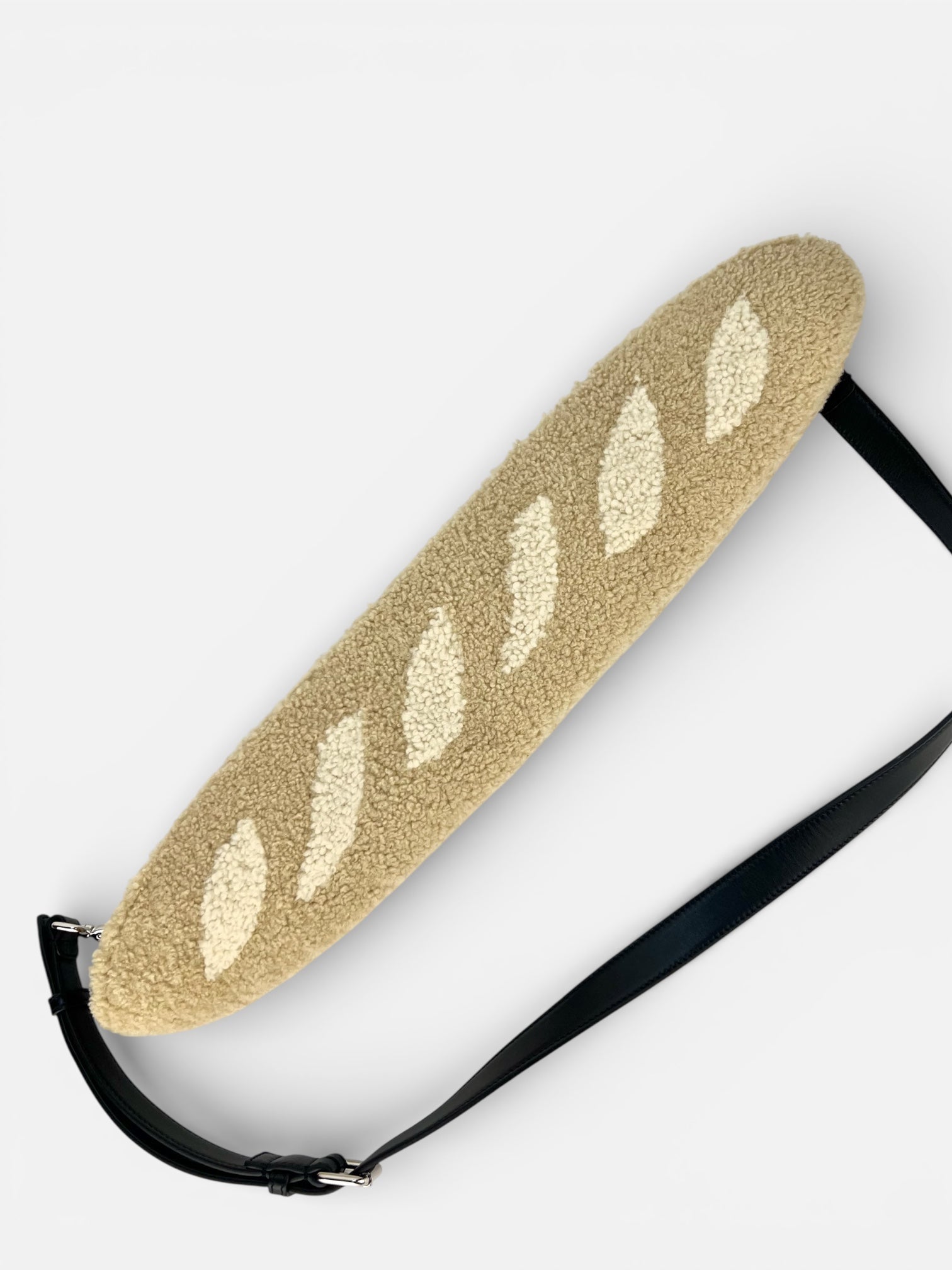 RARE Fendi Sheepskin Baguette Bread Pouch Panna Bag